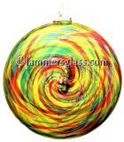 Lime Turquoise Cranberry Blown Glass Spiral Disc