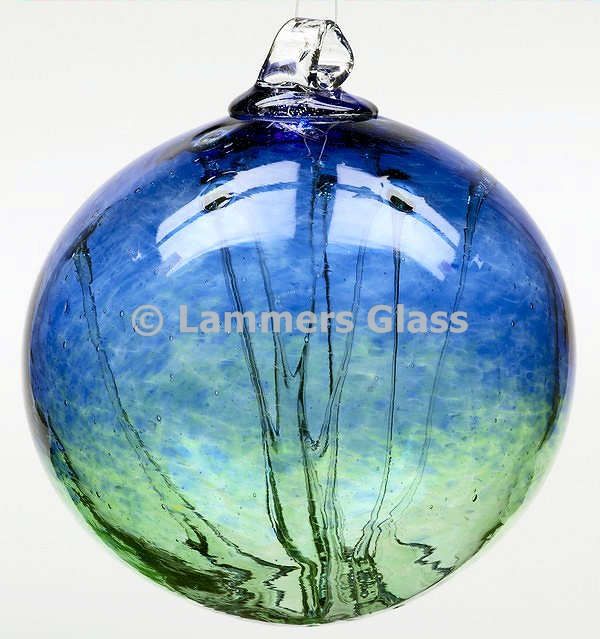 Cobalt / Green Blown Glass Witch Ball