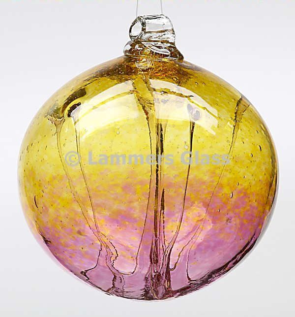 Gold / Cranberry  Blown Glass Witch Ball