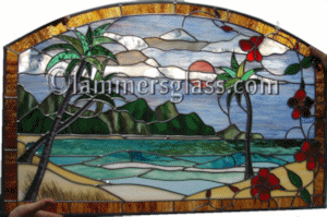 Custom Stained Glass Island Scene