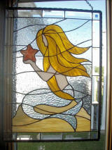 Mermaid Starfish Stained Glass Panel