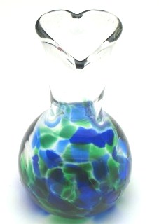 Blown Glass I Love You Vase- Blue Green Mix