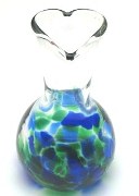 Blown Glass I Love You Mom Vase -Blue Green Mix