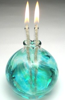 Blown Glass True Love Oil Lamp - Ocean
