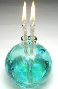 Blown Glass True Love Oil Lamp Candle Ocean