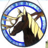 Hand-made Stained Glass Horse Head Circle Panel