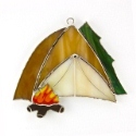 Camp Fire and Tent Stained Glass Nightlight or Suncatcher