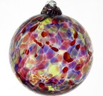 Wild Plum Calico Blown Glass Friendship Ball