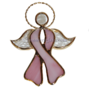 Stained Glass Pink Cancer Angel