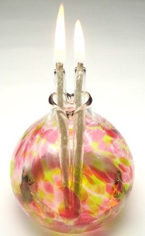 Blown Glass True Love Oil Lamp - Sweet Tart