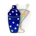 Blue Martini Shaker Stained Glass Nightlight or Suncatcher